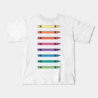 Rainbow Crayon Illustration Set Kids T-Shirt